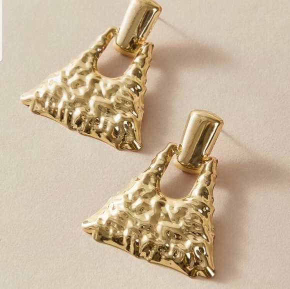 *Mikela* Hammered Gold Earrings - Picture 4 of 4